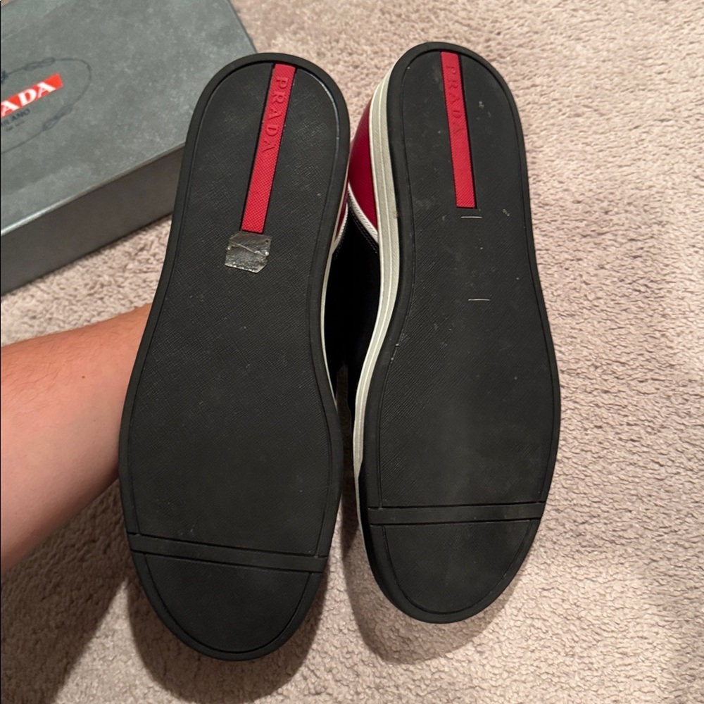 Prada Black Sneakers with Red and White Trim - Picture 5 of 9